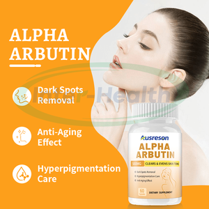 Capsules d'extrait de collagène et d'alpha-arbutine éclaircissantes pour la peau Ausreson - Produit de beauté de qualité cosmétique pour adultes, certifié Halal, 500 mg - Product Image 2