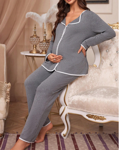 Pijamas de Maternidad para Mujer, Ropa de Lactancia, Conjunto de Ropa Interior para Dormir, Camiseta de Manga Larga y Pantalones para Embarazo - Product Image 3