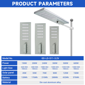 Farola Solar LED Integrada Todo en Uno, Impermeable IP67, de Aluminio Fundido a Presión, para Exteriores, 150w 200w 240w 300w 500w 600w - Product Image 2