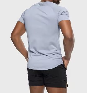 Camiseta deportiva con dobladillo curvo de LICRA de nailon de calidad superior para hombre, ropa de calle, culturismo, Fitness, camiseta ajustada musculosa - Product Image 5