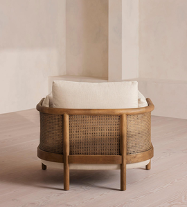 Poltrona Lounge Minimalista con Struttura <span class=keywords><strong>in</strong></span> <span class=keywords><strong>Legno</strong></span> e Rivestimento <span class=keywords><strong>in</strong></span> Tessuto per Soggiorno - Product Image 3