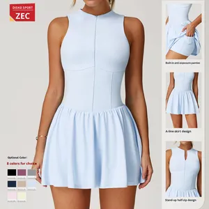 Yun quần vợt ăn mặc 9094 cảm biến chống tiếp xúc ngoài trời Chạy cơ sở hai lớp thoáng khí A-line váy với đứng cổ áo - Product Image 1