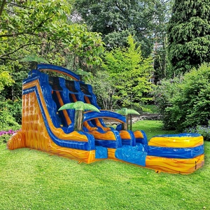 Toboggan sec gonflable pour adultes et enfants, toboggan aquatique commercial pour fête dans l'arrière-cour extérieure, maison gonflable au bord de l'eau avec piscine - Product Image 1