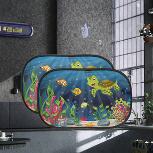 2-Pack PVC phim hoạt hình in động vật bé UV mặt trời chói bảo vệ kính chắn gió phía trước Shades phụ kiện chống nắng cho ô tô sử dụng - Product Image 2