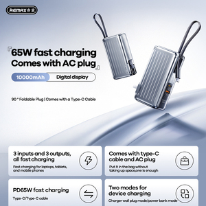 CP-11 65W <b>Type</b>-<b>C</b> Fast Charging <b>Cable</b> Wall Plug Power Bank(<b>charger</b>) 10000mAh CP-11 65W USB-<b>C</b> PD Fast Charging Power Bank CP-11 - Product Image 2