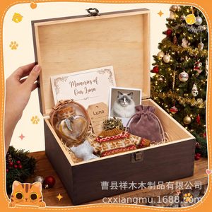 Wooden <b>Memory</b> <b>Box</b> For Cat With Heart Jar And Keepsakes Forever Loved Pet Tribute Gift Set - Product Image 4