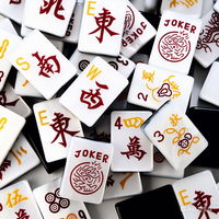 Ensemble de Mahjong américain en acrylique sur mesure à quatre couches, avec lanternes chinoises gravées sur mesure et fleurs de lotus, jeu de société traditionnel, coffret cadeau