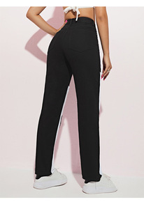 Pantalon droit en denim à deux tons avec patch en forme de cœur, en coton sergé, pour femmes, <span class=keywords><strong>taille</strong></span> <span class=keywords><strong>haute</strong></span>, pantalon déchiré, marque streetwear - Product Image 5