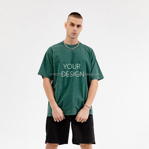 Conçu sur mesure 230g pur coton Vintage T-Shirt pour hommes poids lourd en détresse Batik lavé épaule tombante coupe surdimensionnée - Product Image 1