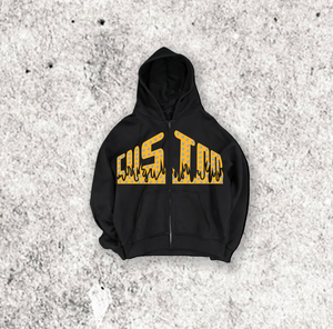 Logo personnalisé imprimé brodé solide 420 grammes sweats à capuche zippés haute qualité coton lourd style à la mode surdimensionné - Product Image 2