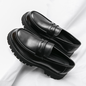 Chaussures de <span class=keywords><strong>Mariage</strong></span> Formelles Noires à Semelle Épaisse Confortables à Enfiler en Cuir Verni Durables pour <span class=keywords><strong>Homme</strong></span> – Mocassins Penny - Product Image 6