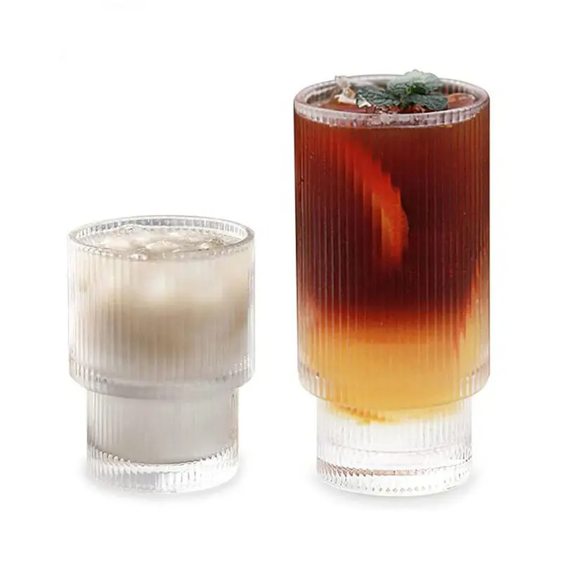 Bán buôn sáng tạo độc đáo gân Cocktail cốc thủy tinh 12oz Origami cao bóng nặng cơ sở rõ ràng Cocktail Kính