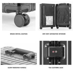 Valise de voyage en aluminium pleine grandeur de luxe 20/24/26/29 pouces Roues pivotantes durables avec frein Serrure TSA Valise de voyage en aluminium - Product Image 3