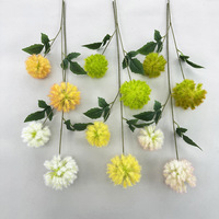 YL Nouvelle Arrivée Boules en peluche artificielles en forme de pissenlit à 2 branches, technique de flocage, pour bouquet de mariage DIY