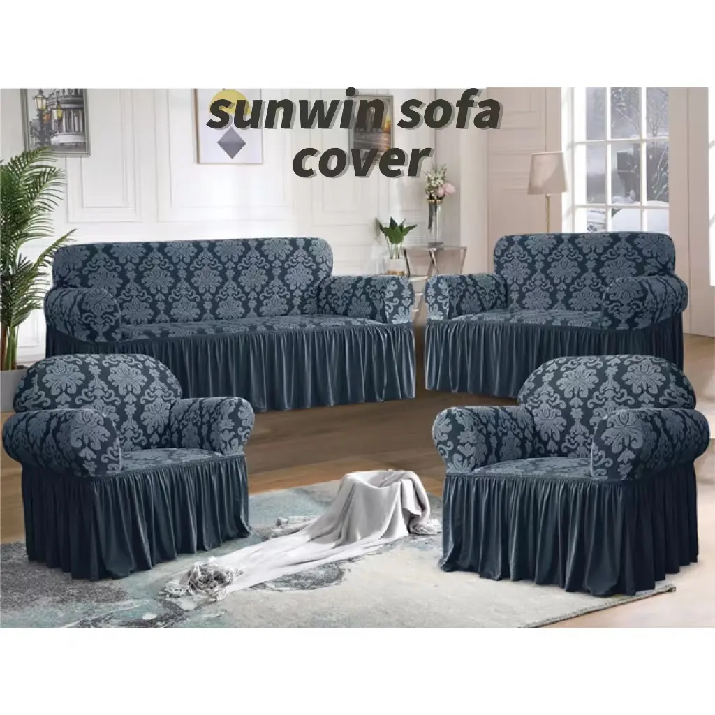 SUNWIN Hot Sale All-inclusive-Möbels chutz Gestrickter Jacquard 3-Sitzer Elastic Stretch Sofa bezug