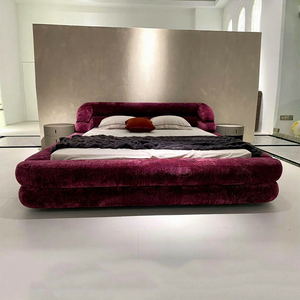 <span class=keywords><strong>Letto</strong></span> Moderno di Lusso Imbottito con Struttura Robusta, <span class=keywords><strong>Letto</strong></span> Oversize Effetto Nuvola, Disponibile nelle Misure King Size, Queen e <span class=keywords><strong>Matrimoniale</strong></span>, in <span class=keywords><strong>Tessuto</strong></span> Felpato Bordeaux per Villa - Product Image 4