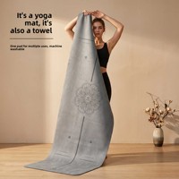 Tapis de yoga professionnel en microfibre de daim ultra-fin de 1 mm d'épaisseur, antidérapant ; Serviette pliable absorbant la transpiration, tapis anti-salissures