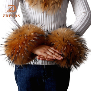Zdfurs Chất Lượng Cao Chính Hãng Fox Fur <span class=keywords><strong>Cuff</strong></span> Cánh Tay Ấm Hơn Cổ Tay Vòng Đeo Tay Găng Tay Cho Phụ Nữ Đồng Bằng Phong Cách Mùa Đông Phụ Kiện - Product Image 2