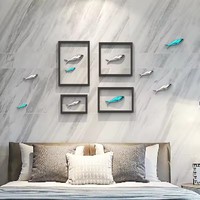 Décoration murale de pendentif de poisson de galvanoplastie 3D créative pour le mur de fond de TV de restaurants fait de métal durable