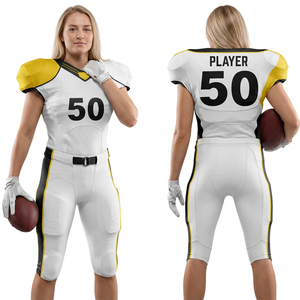 <b>White</b> Sleeveless American Football Jersey With Number 50 V-Neck Moisture Wicking Polyester Uniform For <b>Men</b> Adult Fitted Style - Product Image 2