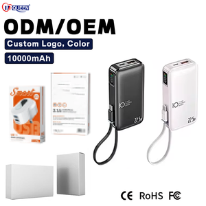 เครื่องชาร์จพกพา 10000mAh พาวเวอร์แบงค์ สายในตัว ช่องเสียบ USB แบตเตอรี่แบบชาร์จซ้ำได้ อุปกรณ์เสริมโทรศัพท์มือถือ ขายส่ง - Product Image 1