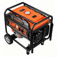 Générateur à essence portable HN9500M à cadre ouvert, monophasé/triphasé, 8,0 kW (9300 W), 4 temps, refroidi par air, 50 Hz, avec roues, à sortie stable