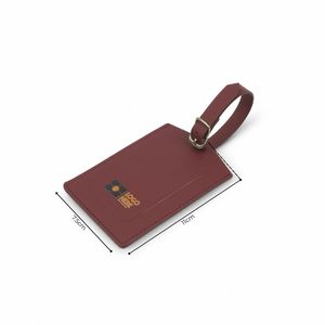 Étiquette de bagage en cuir PU avec logo personnalisé, étiquette de nom pour bagages de voyage, cadeau promotionnel d'entreprise, fabricant OEM, couleur bordeaux - Product Image 2
