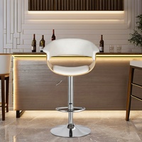 Tabouret de Bar Pivotant en Cuir PU Blanc Moderne Hauteur Réglable pour Cuisine Salle à Manger Hôtels Maison Bars Écoles Salles de Bains Centres Commerciaux
