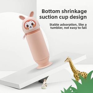 Cross-border Creative Stationery Gift Cartoon Cute Circle Pencil Case Stationery Organizer Washable Silicone Pen Holder - Product Image 4
