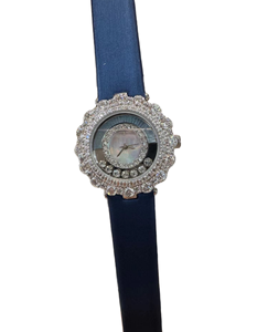 Montre à quartz pour femme de haute qualité 30 mm, cadran Ronda avec diamants, boîtier en acier inoxydable, bracelet en cuir, nacre - Product Image 1