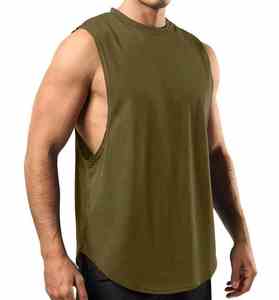 Taille US Gilet musculaire Logo personnalisé 65% coton respirant plaine Fitness course basket-ball hommes entraînement Gym débardeurs - Product Image 3