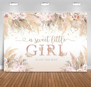 Boho Bonjour Bébé Toile de Fond Boho Chic Rose Fleurs Baby Shower Fond Vinyle Une Douce <span class=keywords><strong>Petite</strong></span> <span class=keywords><strong>Fille</strong></span> Est Sur Le Chemin Parti <span class=keywords><strong>Papier</strong></span> <span class=keywords><strong>Peint</strong></span> - Product Image 1