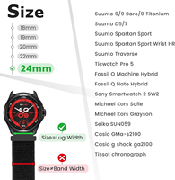 Bracelets de montre 24 mm pour Venu X1/Suunto 9/9 Baro/D5/7/M9/TicWatch Altas/Pro 5/Pro 5 Enduro/iTouch AIR 4 41 mm 46 mm/AIR 3 44 mm