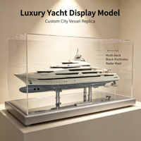 Maquette de yacht de luxe personnalisée avec coque multi-étages blanche et support d'exposition