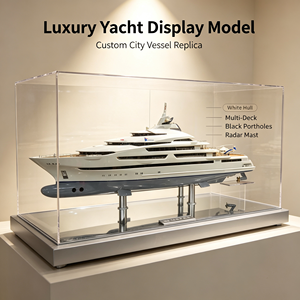 Maqueta de Yate de Lujo Personalizada con Casco Multideck Blanco y Soporte de Exhibición - Product Image 4