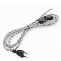 Cordons d'alimentation pour lampe de Table, 2.5m, 220V, avec prise européenne et interrupteur, en Textile