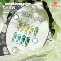Vernis Gel UV 9 Couleurs, Gel Translucide Vert Clair Effet Œil de Chat pour Nail Art DIY