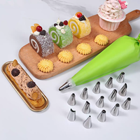 Lebensmittelechte 12/14/16 Zoll EVA Grüne Spritzbeutel-Sets mit Edelstahl-Tüllen Spritzdüsen-Set Kuchen-Dekorations-Backzubehör