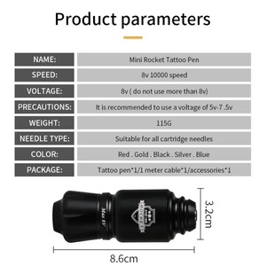 Máquina de Tatuar Rotativa Mini, Tipo Pluma, con Cartuchos RCA, para Arte Corporal, Maquillaje PMU - Product Image 3