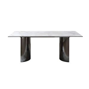 Minimalist Luxury Golden Stainless Steel Dining Table with <strong>Marble</strong> Top Restaurant Dining Set for Dining Room Furniture and Chairs