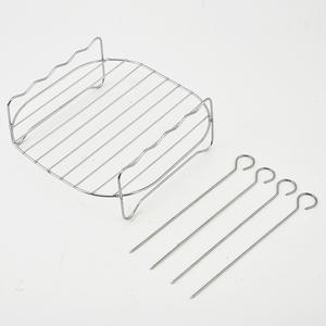Grille de cuisson carrée en acier inoxydable, accessoires pour friteuse à air, ensemble de brochettes, outils de cuisson multifonctionnels faciles à nettoyer - Product Image 1
