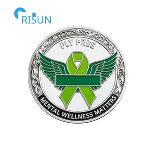 Souvenirs personnalisés <span class=keywords><strong>de</strong></span> sensibilisation à la santé mentale, ruban vert, pièces commémoratives, pièces <span class=keywords><strong>de</strong></span> défi personnalisées <span class=keywords><strong>de</strong></span> sensibilisation à la santé mentale - Product Image 5