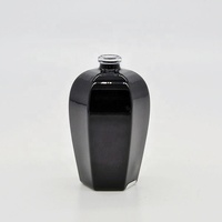 Botol Parfum Kaca Kosong Hitam Heksagonal Leher Crimp Berkualitas Tinggi OEM 50ml