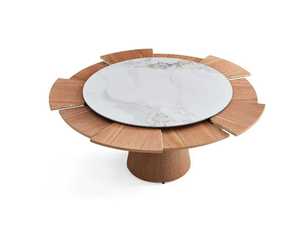 <span class=keywords><strong>Table</strong></span> à manger ronde pivotante en céramique de style nordique médiéval, design italien minimaliste moderne de luxe, assemblage requis - Product Image 1