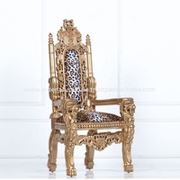 Chaise Trône Enfant Haut de Gamme Traditionnelle Française Capitonnée en Bois Massif Antique pour Hôtel, Mariage, Appartement, Villa, Salon
