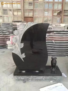 Pierre tombale en granit noir de conception moderne, finition polie, vente en gros en Europe, pierre tombale pour cérémonies - Product Image 5