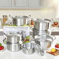 Ensemble Batterie de Cuisine 14 Pièces en Aluminium, Marmites, Casseroles et Faitouts Mat