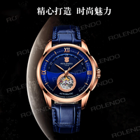 ROLENDO Montre mécanique automatique à la mode pour hommes, étanche à 30m, squelette automatique, montres de luxe décontractées pour hommes