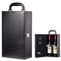 Boîte de rangement de vin en cuir vintage pour anniversaire/fête/voyage/décor de bar à la maison et collection de vin ouvre-bouteille ensemble boîte-cadeau