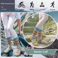 Chaussettes en laine jacquard à carreaux pour femmes, style ethnique rétro, tricoté épais, mi-mollet, collection automne/hiver OEM